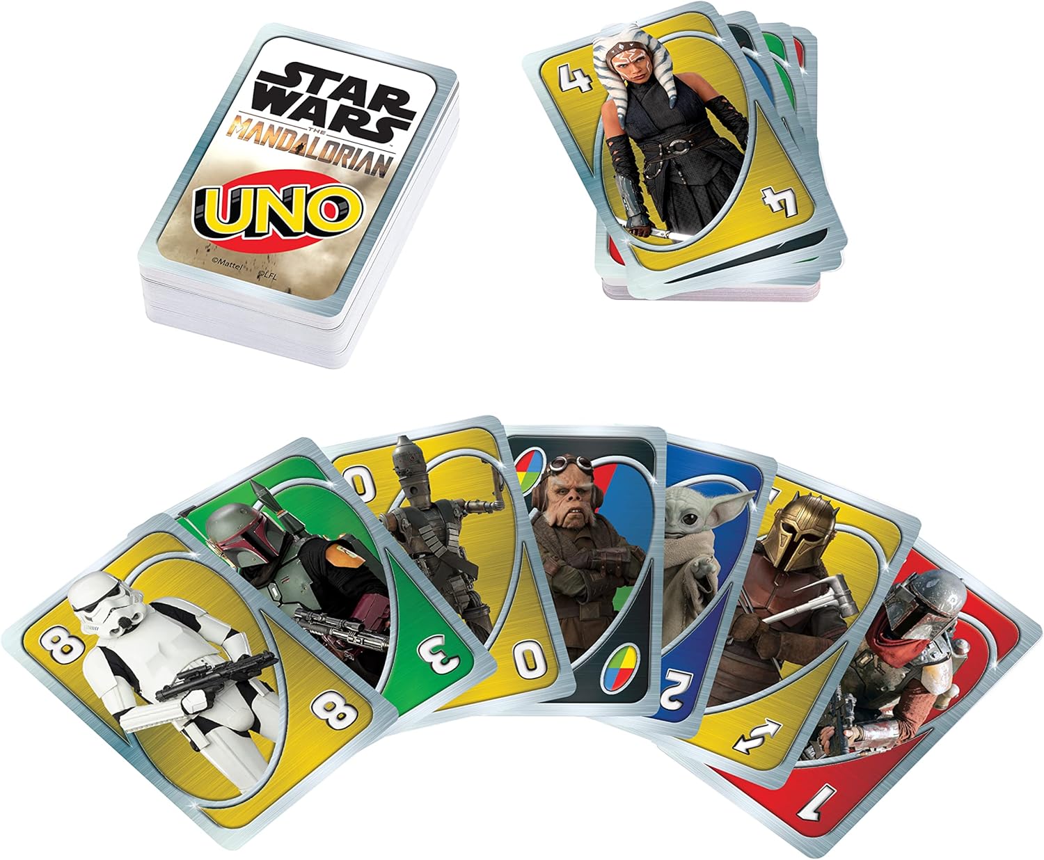 Jeu de cartes UNO Star Wars The Mandalorian avec boîte métal HJR23 – Image 4