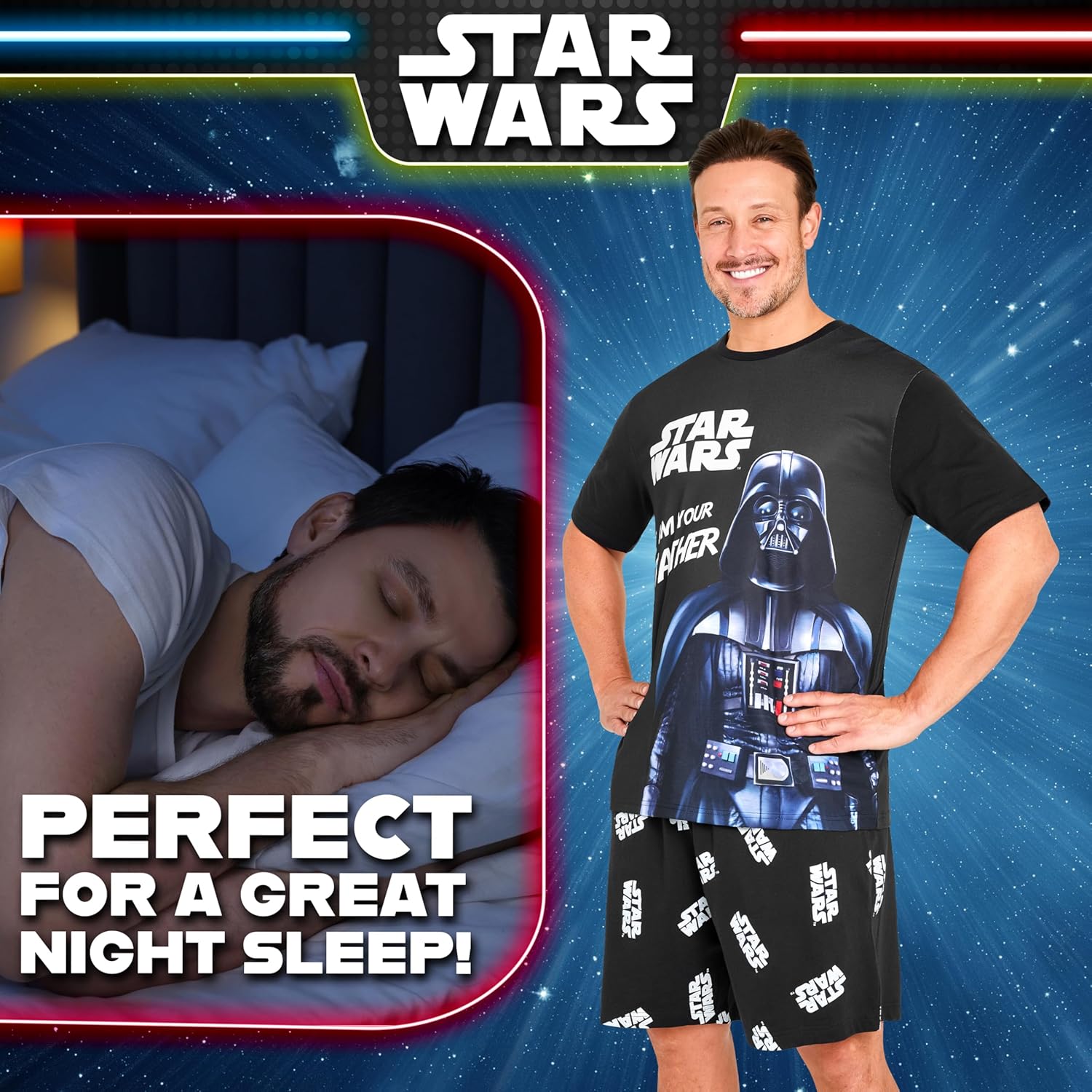 Pyjama court homme Star Wars en coton, Baby Yoda et Dark Vador – Image 2