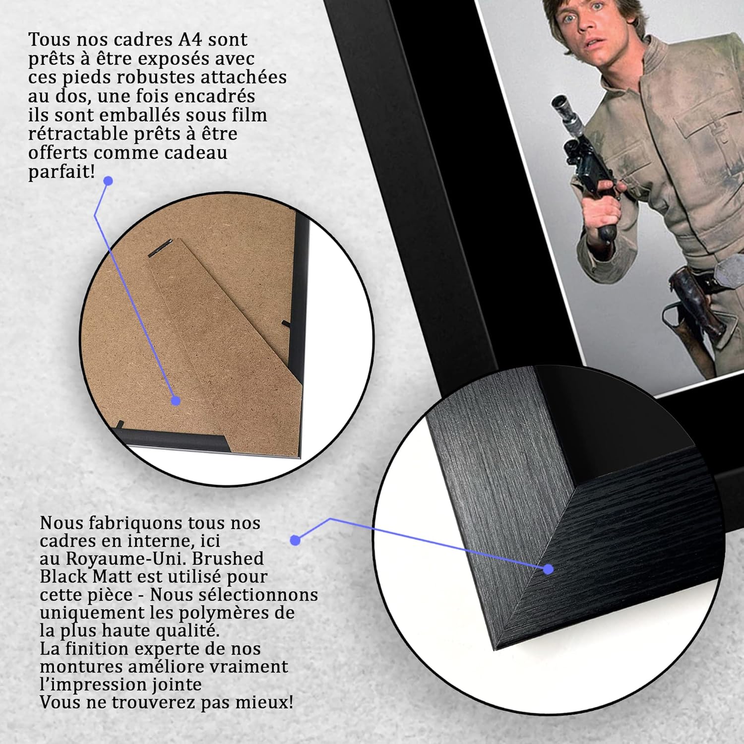 Star Wars Luke Skywalker, photo autographe imprimée Mark Hamill A4 encadrée – Image 7