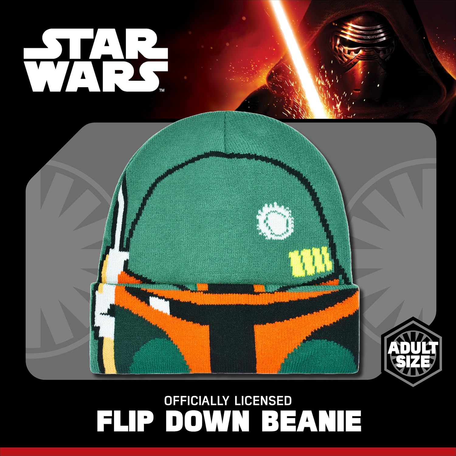 Bonnet Star Wars Boba Fett à revers roulé vert – Image 2