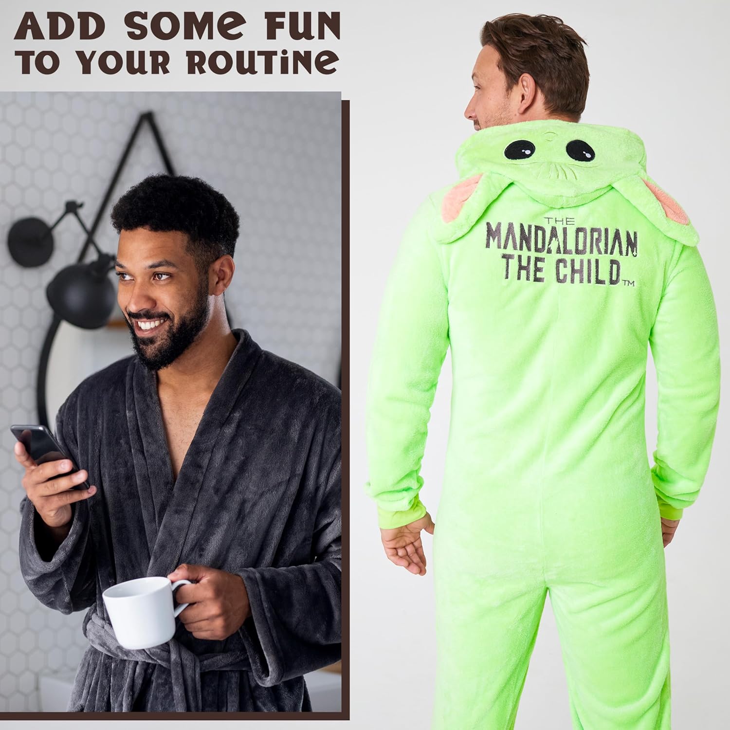 Pyjama combinaison Disney The Mandalorian avec capuche et oreilles 3D Bébé Yoda – Image 3