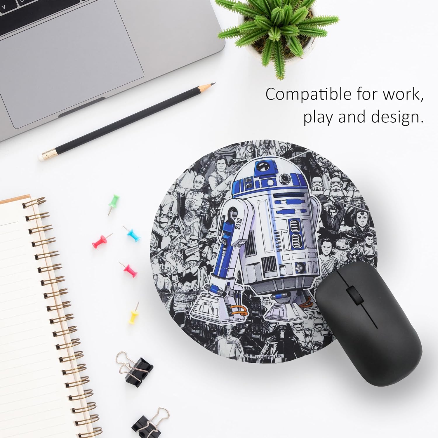 Tapis de souris rond R2D2 Disney Star Wars en fibre extrafine – Image 4