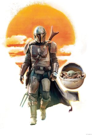 Tableau Star Wars The Child et Mandalorian, impression d'art