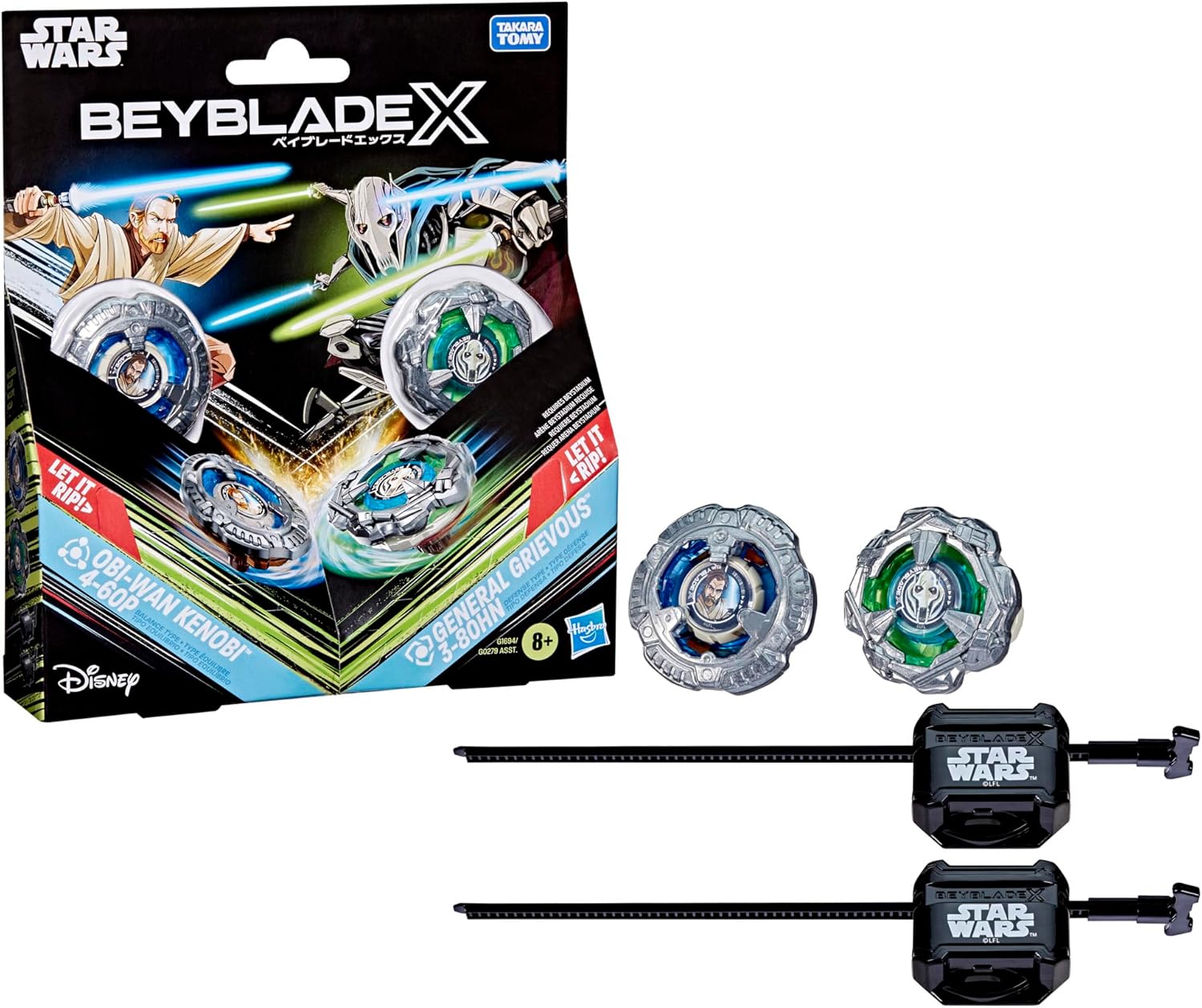 Pack Star Wars Beyblade X Obi-Wan Kenobi 4-60P vs General Grievous 3-80HN – Image 5