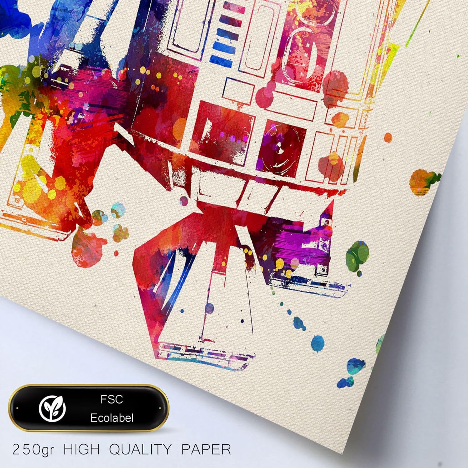 Affiches aquarelle Star Wars avec Yoda, R2D2, C3PO et Dark Vador – Image 6