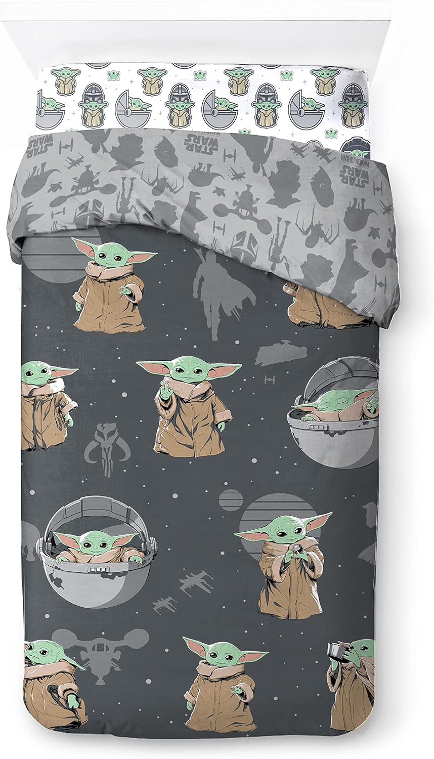 Parure de lit enfant Star Wars Mandalorien en coton 140x200 – Image 2