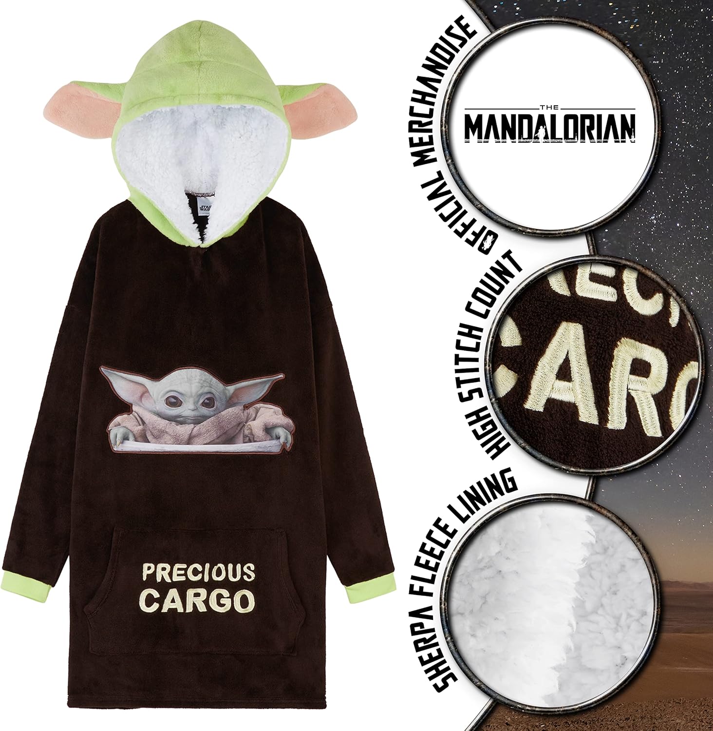 Sweat à capuche enfant Disney The Mandalorian en polaire, Baby Yoda – Image 2