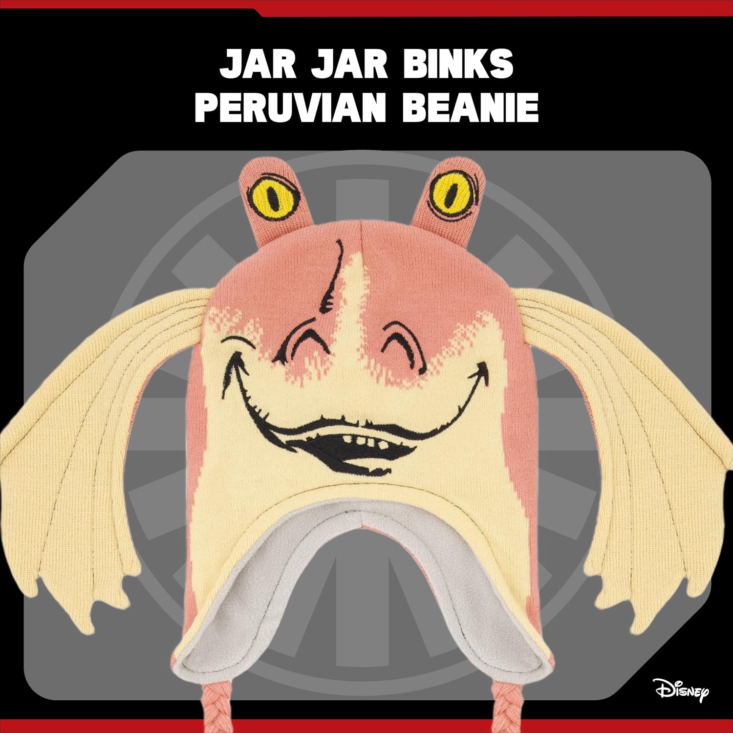 Bonnet péruvien Star Wars Jar Jar Binks avec oreilles 3D et pompons – Image 3