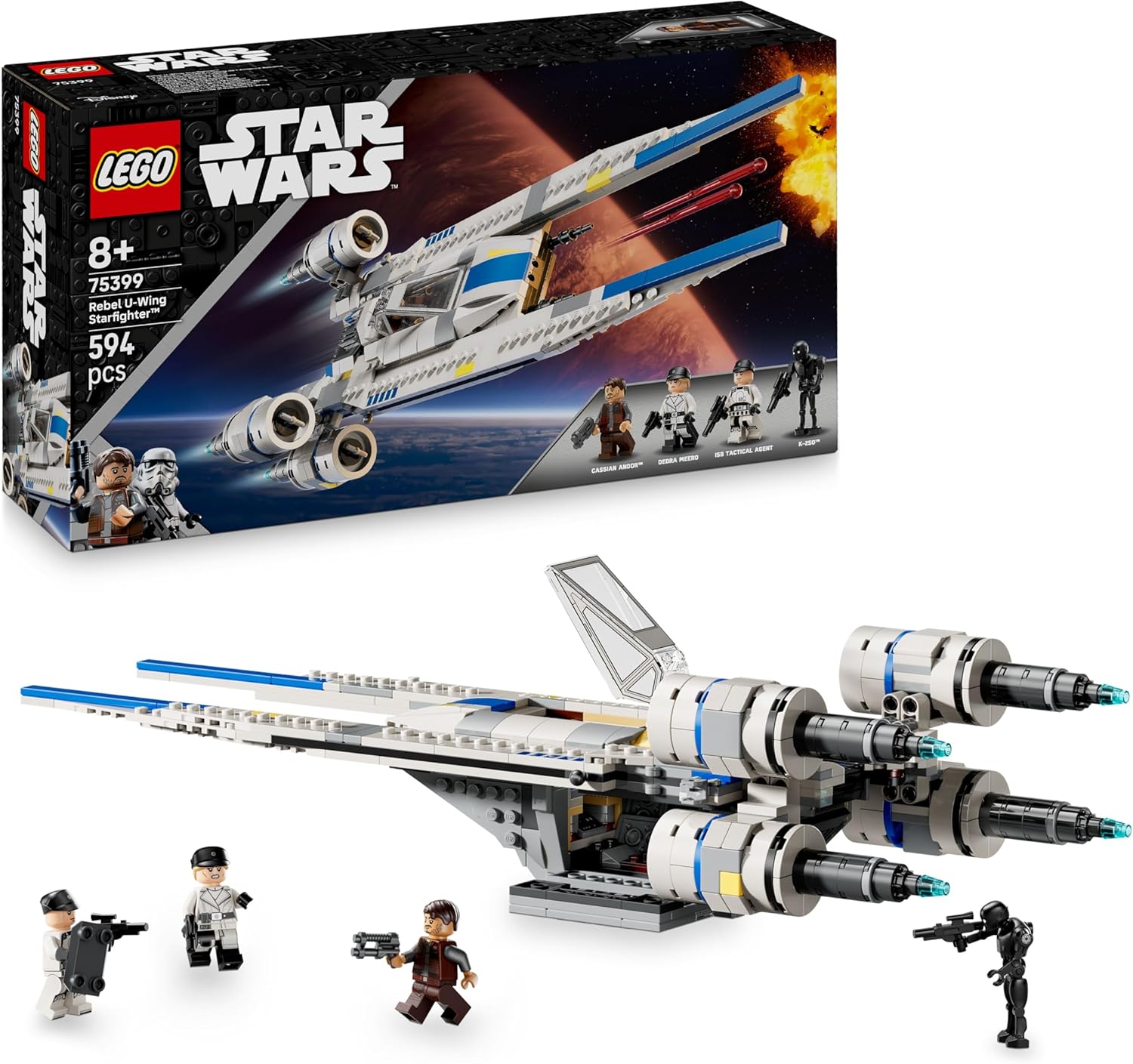 LEGO Star Wars Andor U-Wing de l’Alliance Rebelle avec ailes articulées et K-2SO 75399
