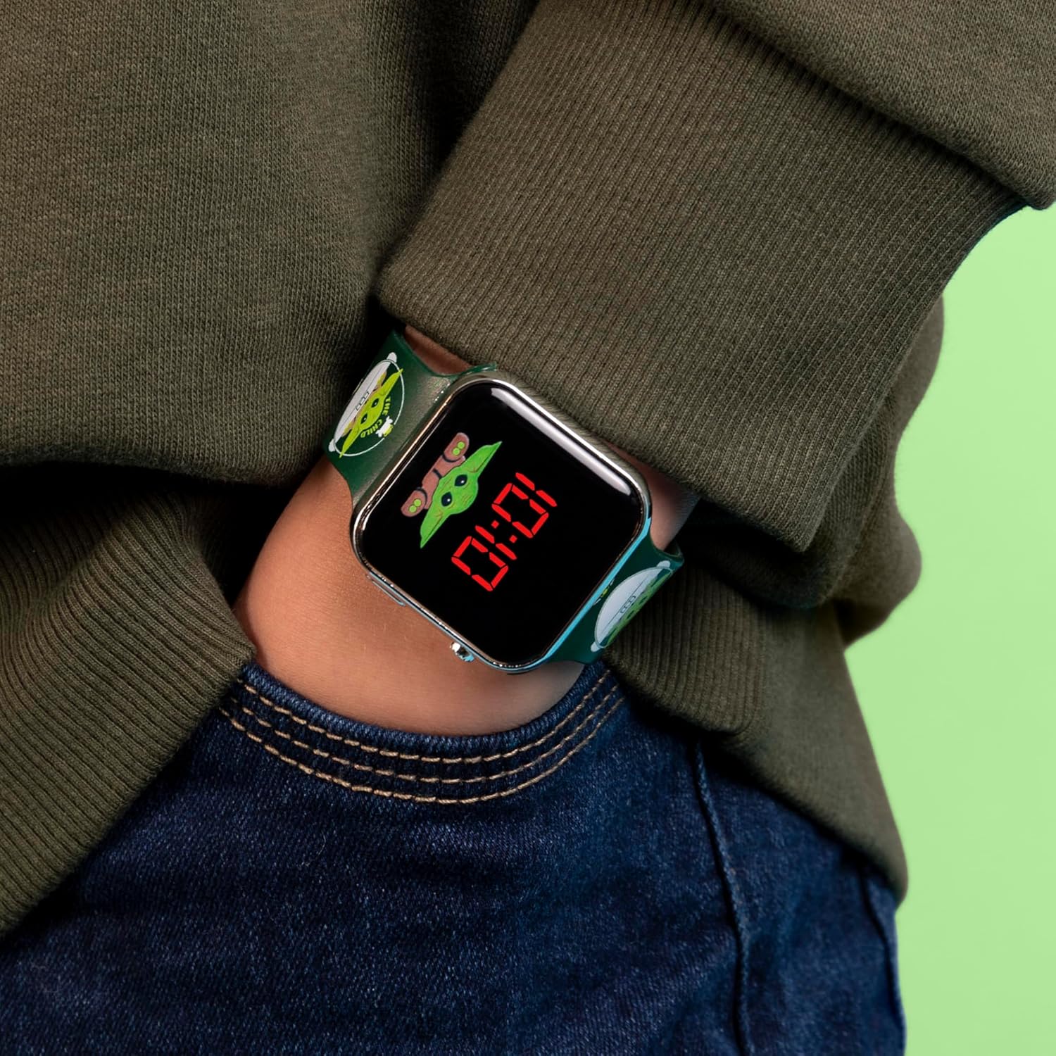 Montre bracelet garçon Star Wars Baby Yoda LED noir et vert 4034 – Image 3