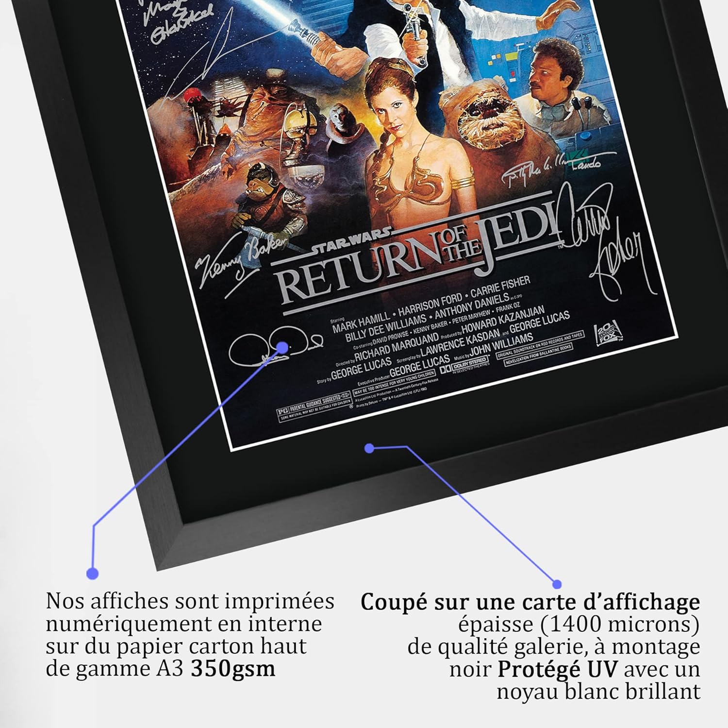 Affiche encadrée A3 Star Wars Return of the Jedi avec photo autographiée imprimée – Image 4