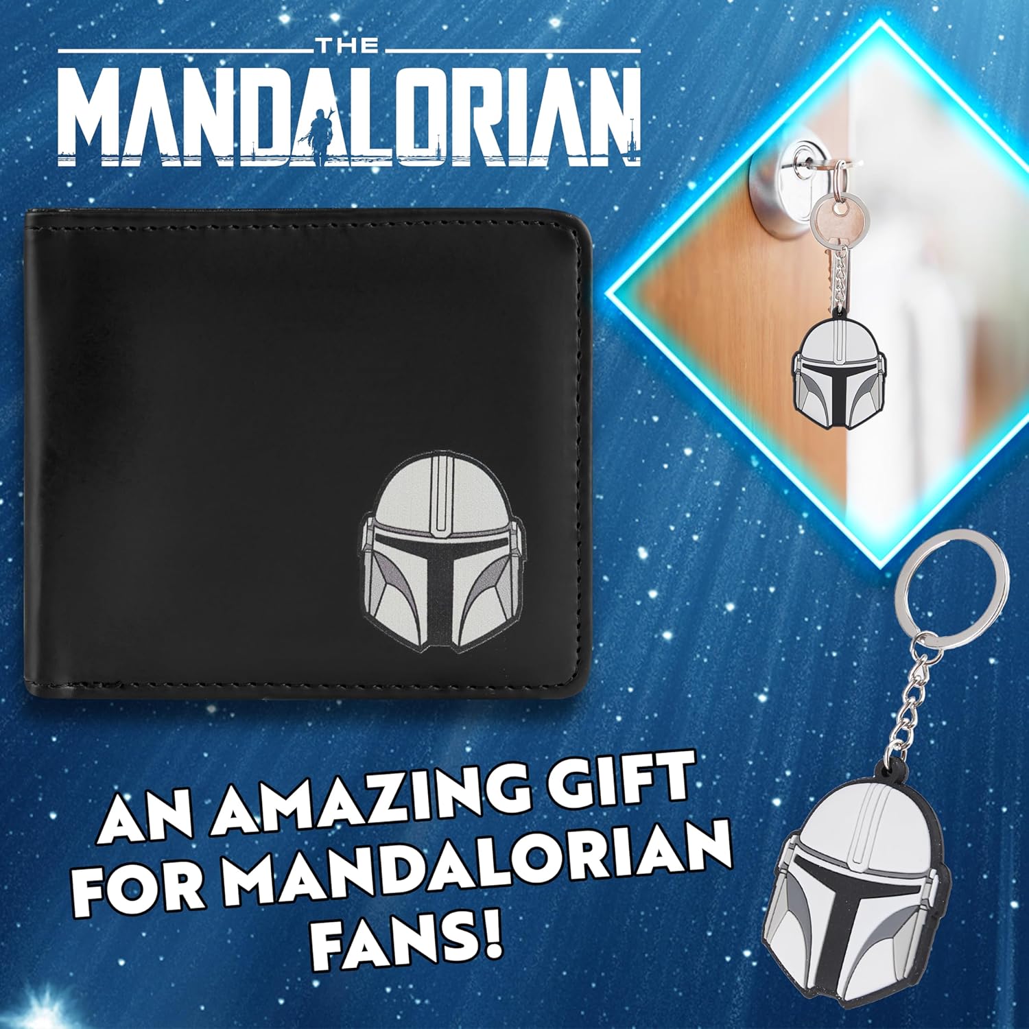 Portefeuille The Mandalorian avec porte-clé cadeau Star Wars pour homme – Image 3