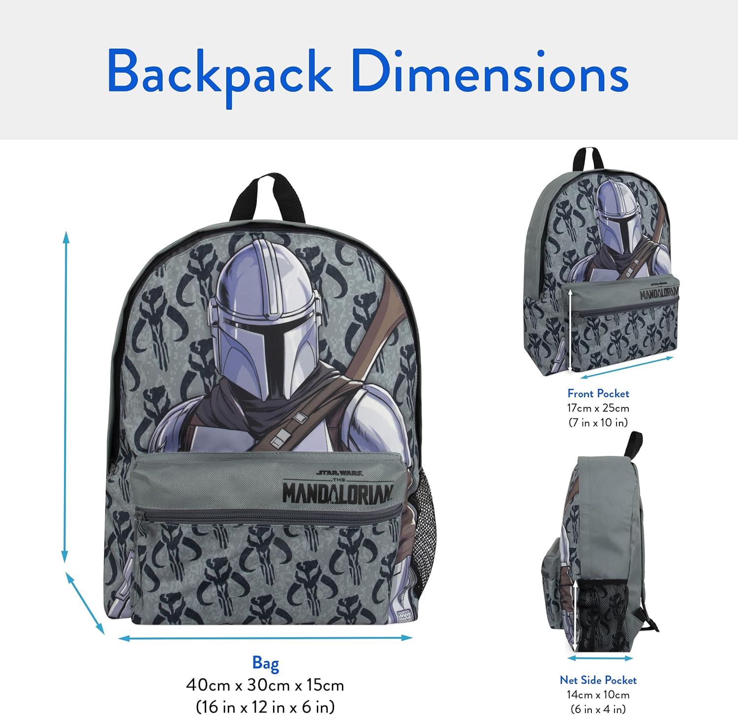 Sac à dos enfant Star Wars Mandalorian gris – Image 5