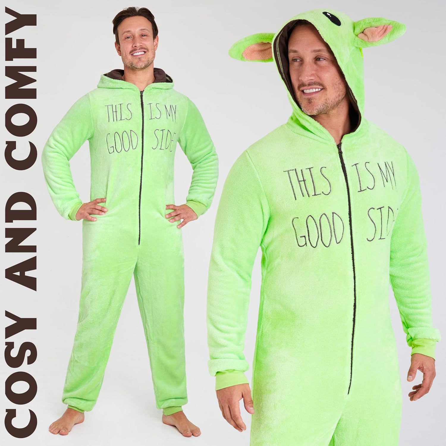 Pyjama combinaison Disney The Mandalorian avec capuche et oreilles 3D Bébé Yoda – Image 4
