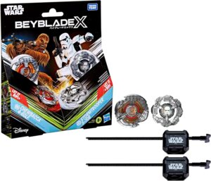 Star Wars x Beyblade X : duel Chewbacca 4-80LF contre Stormtrooper 5-70B