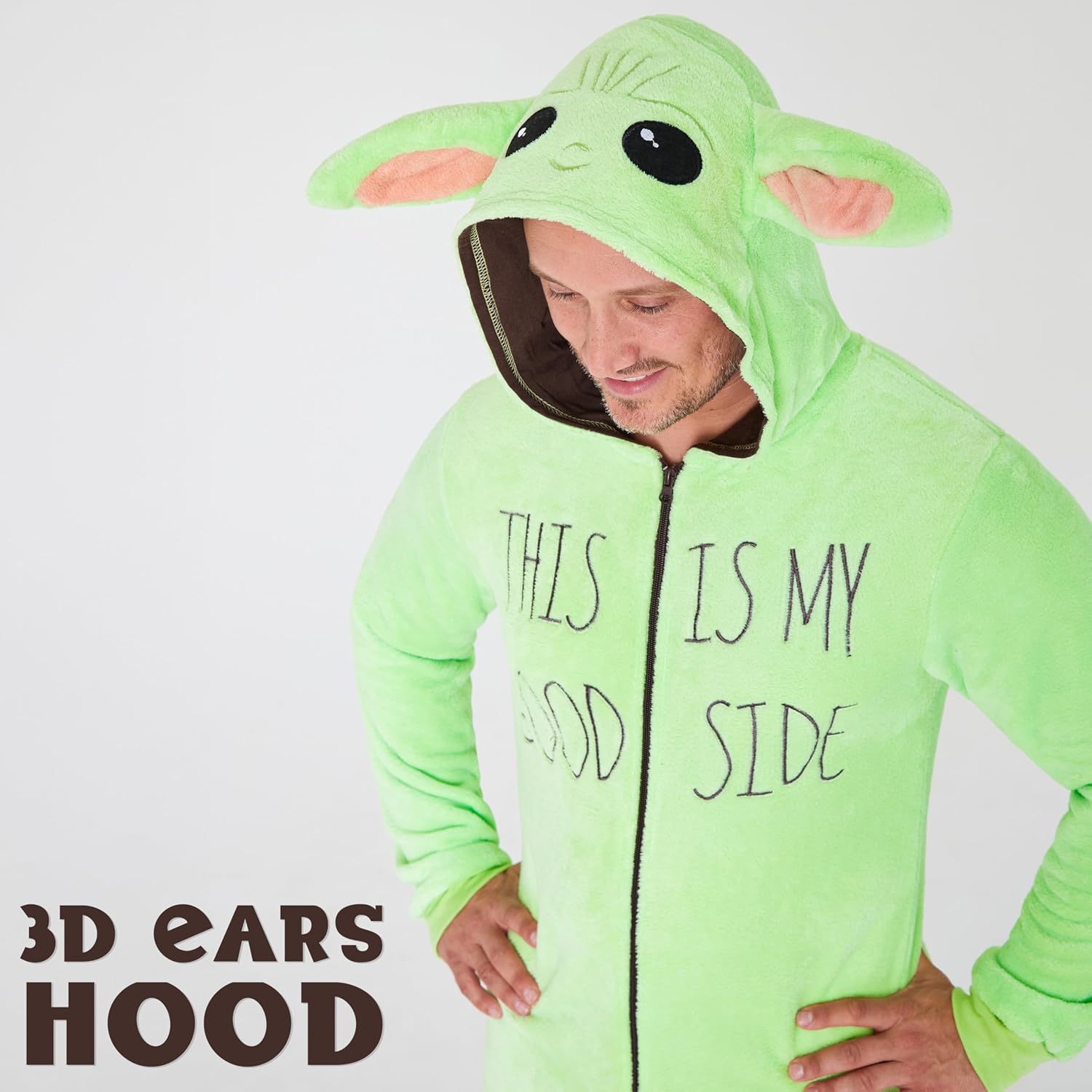 Pyjama combinaison Disney The Mandalorian avec capuche et oreilles 3D Bébé Yoda – Image 2