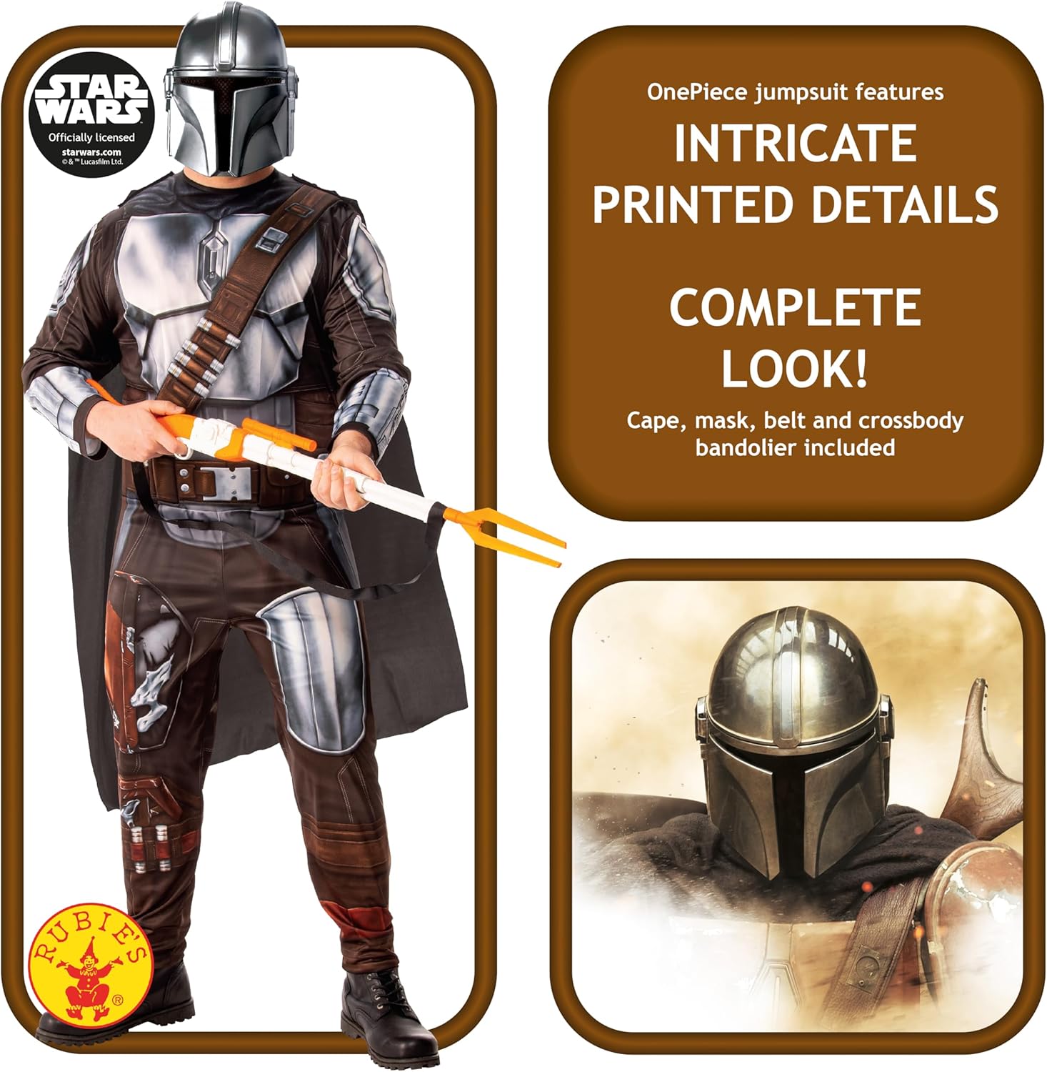 Déguisement adulte Star Wars The Mandalorian avec cape et masque – Image 2