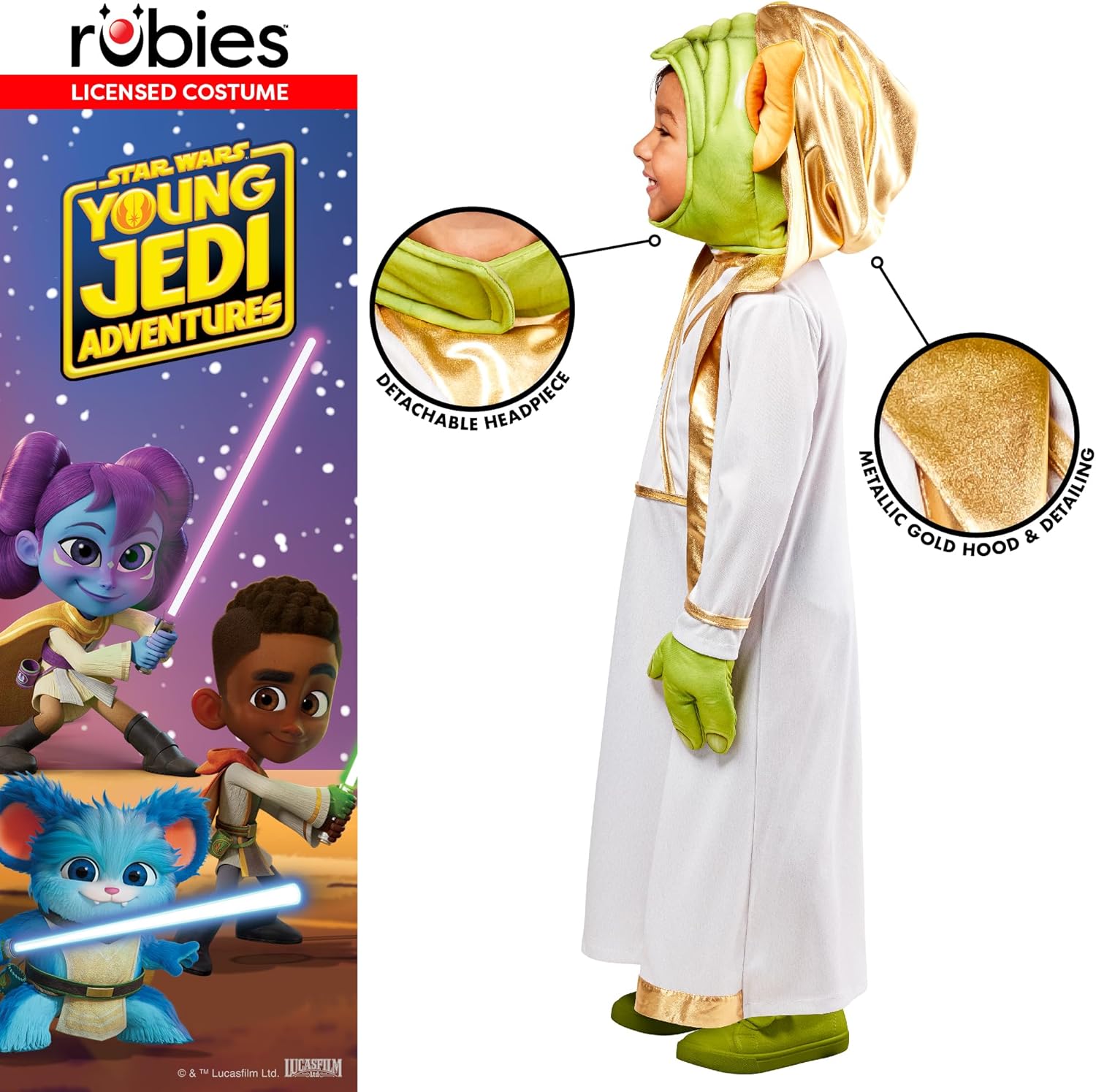 Déguisement enfant Star Wars Master Yoda avec tailles 3T, 4T et 5-6 ans – Image 3