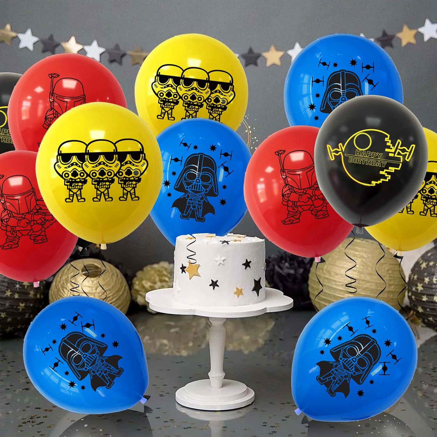 Lot Star Wars de 20 ballons en latex style Étoile rouge et bleu – Image 4