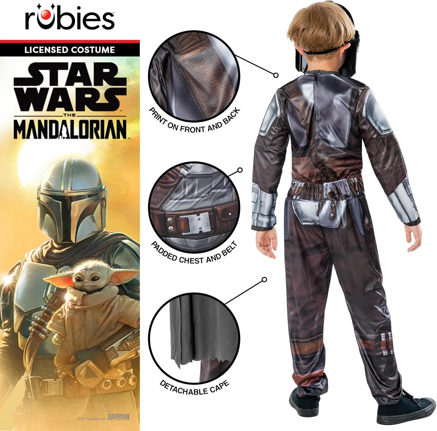 Déguisement enfant Star Wars The Mandalorian avec masque 1/2 – Image 4