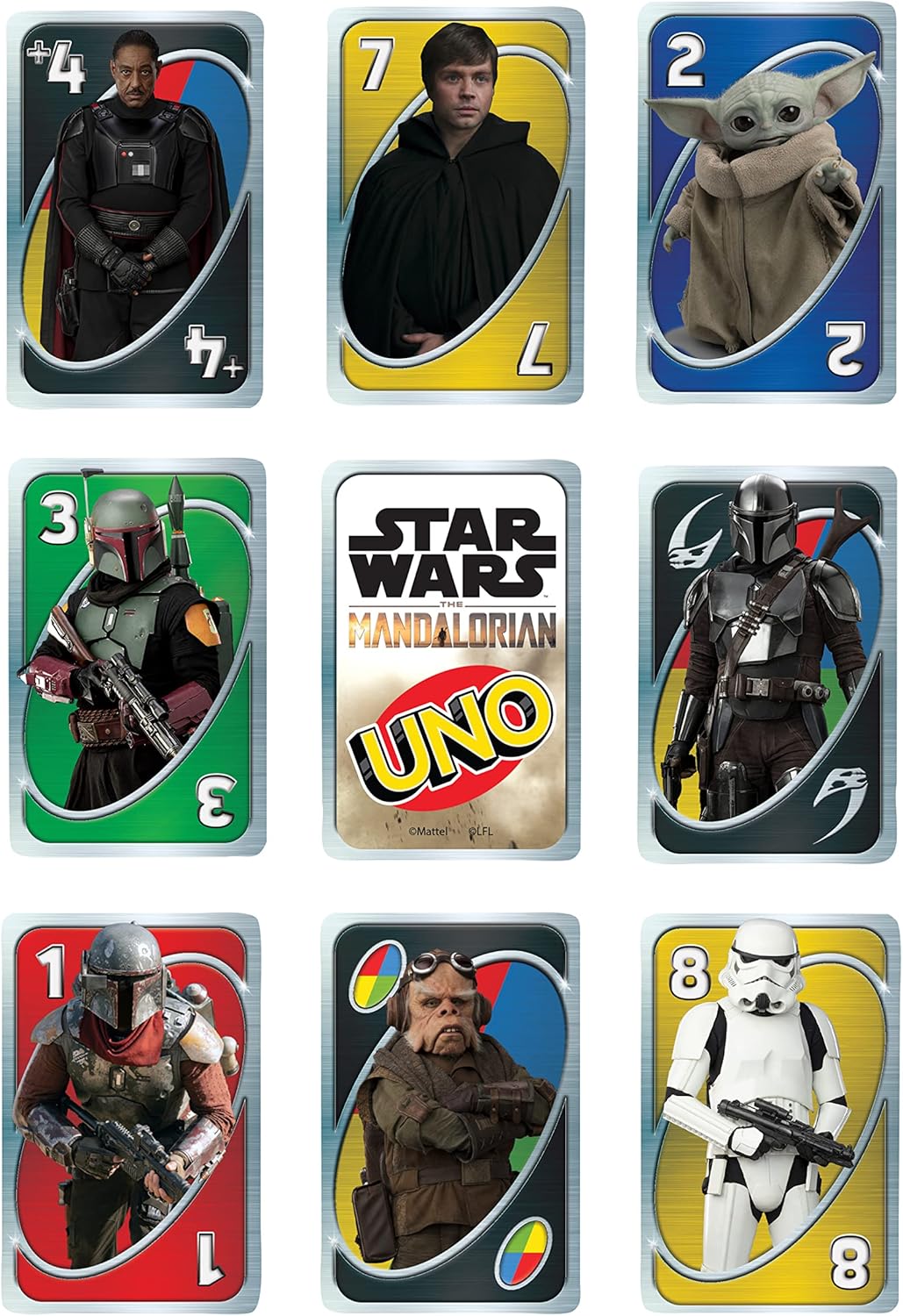Jeu de cartes UNO Star Wars The Mandalorian avec boîte métal HJR23 – Image 6