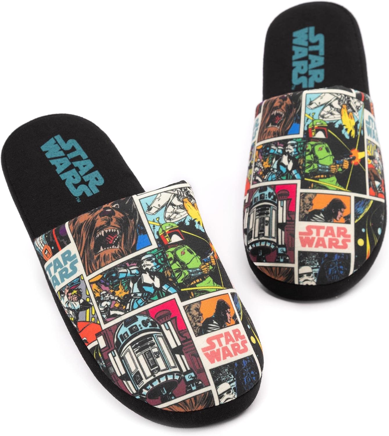 Chaussons slip-on Star Wars bande dessinée adulte, Noir Blanc