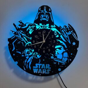 Horloge murale Star Wars en vinyle 30,5 cm LED 7 couleurs