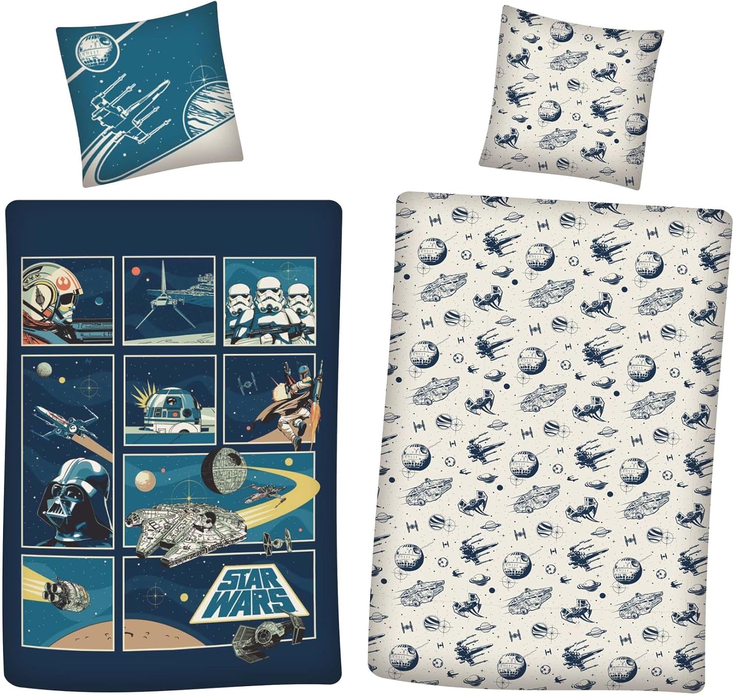 Parure de lit Star Wars réversible 2 pièces 135 x 200 cm avec taie 80 x 80 cm
