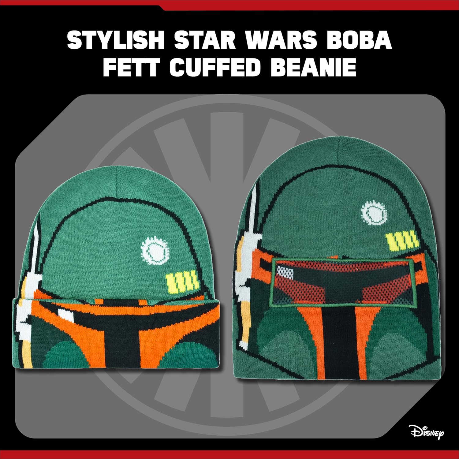Bonnet Star Wars Boba Fett à revers roulé vert – Image 3