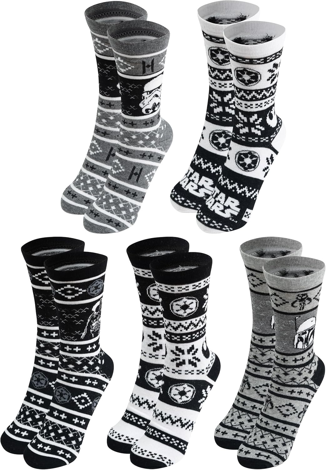 Star Wars lot de 5 paires de chaussettes homme 40-45 Dark Vador et Boba Fett
