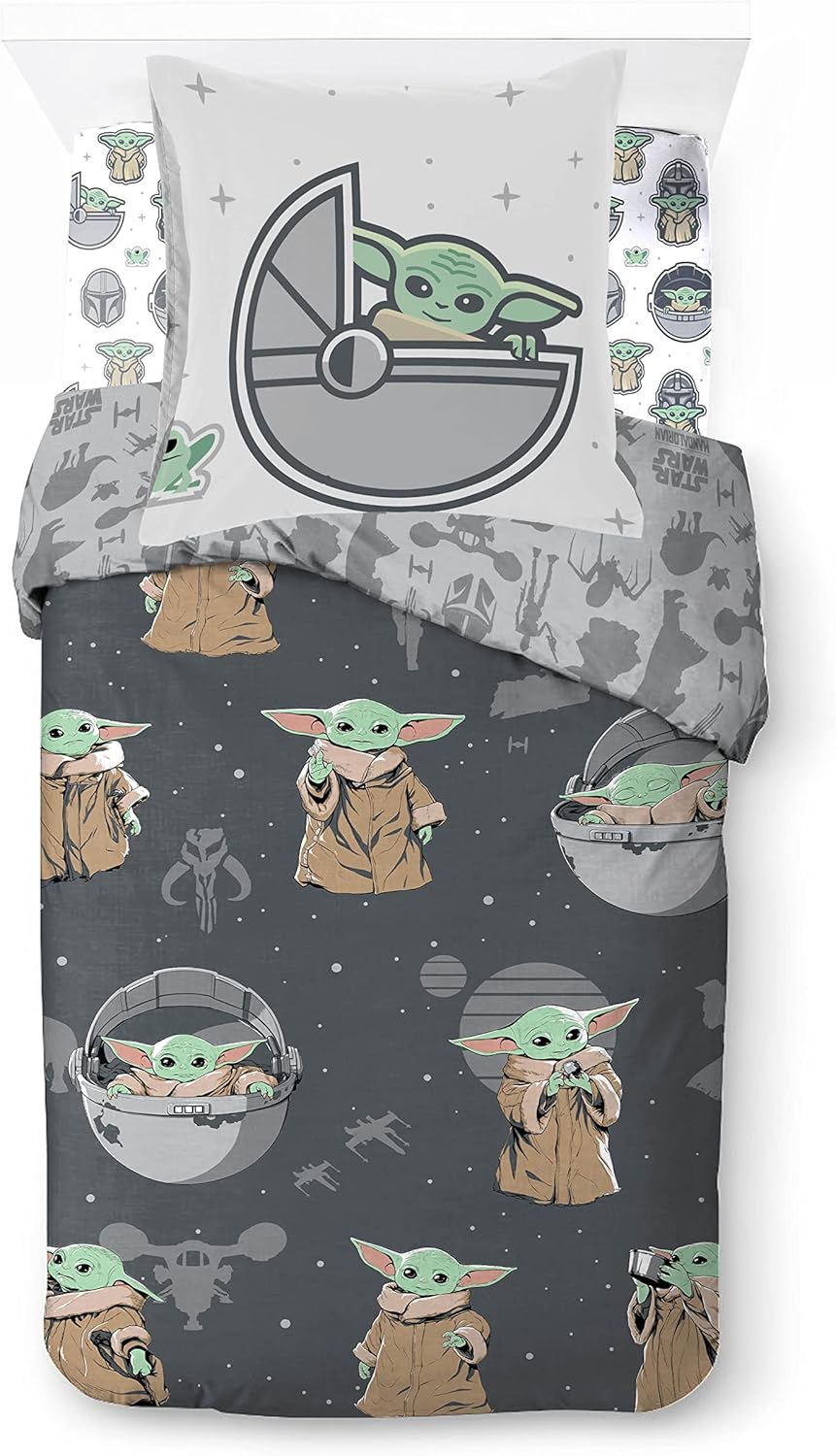 Parure de lit enfant Star Wars Mandalorien en coton 140x200