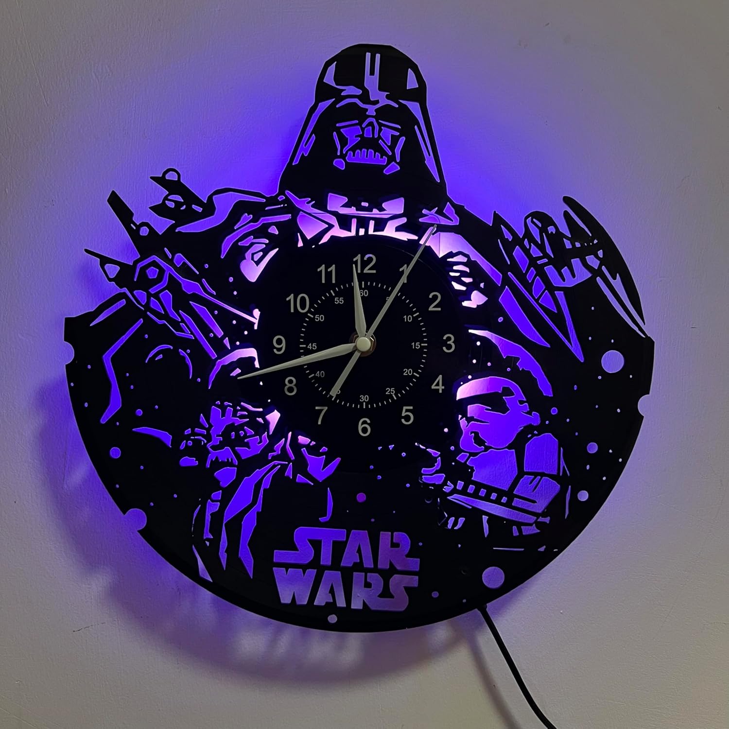 Horloge murale Star Wars en vinyle 30,5 cm LED 7 couleurs – Image 5