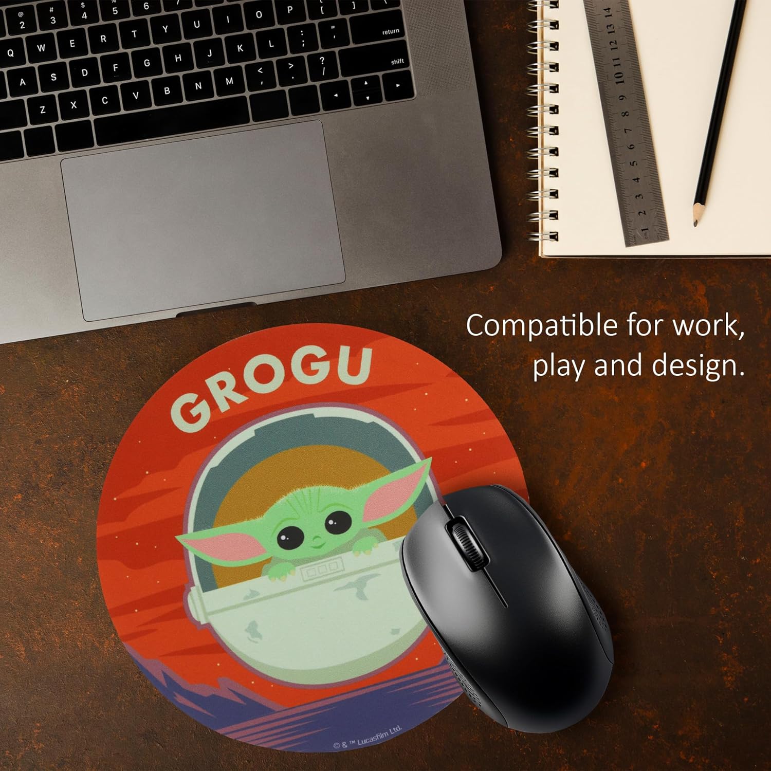 Tapis de souris rond Star Wars Grogu en fibre extrafine – Image 4