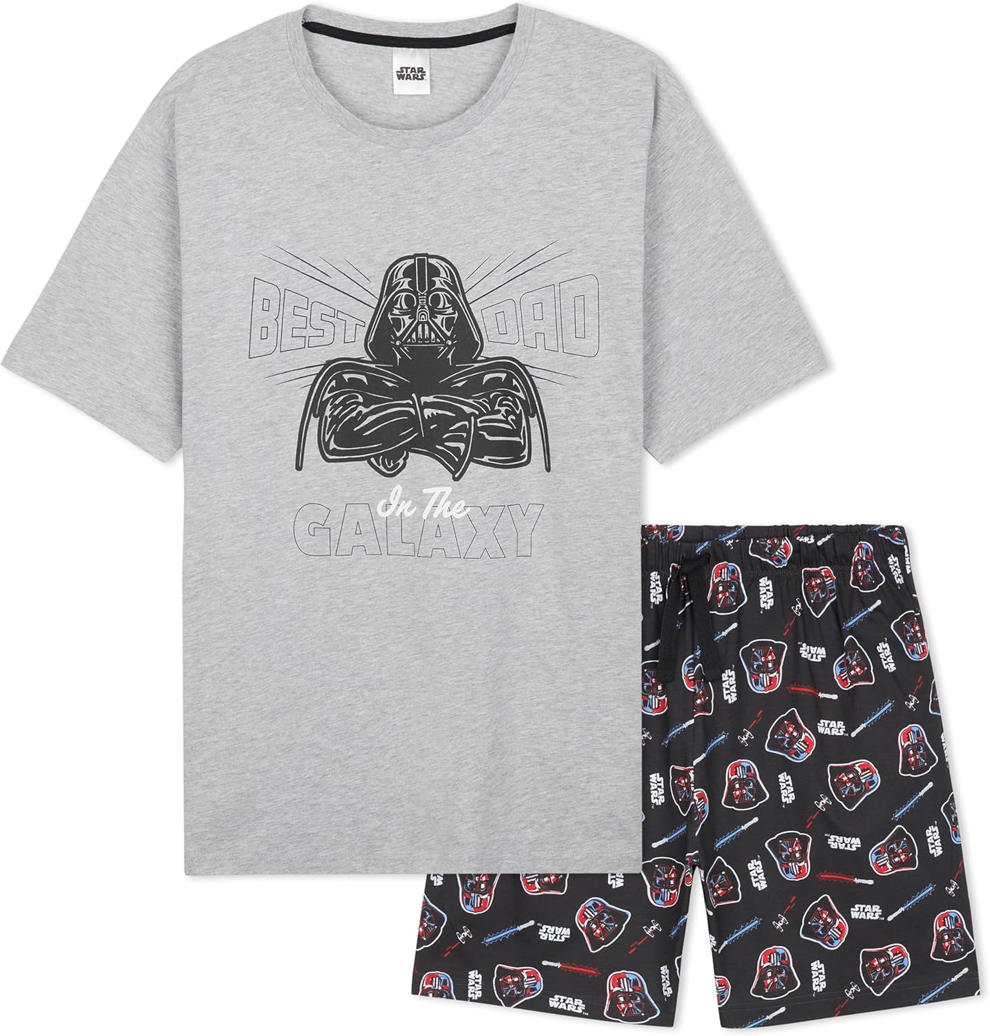Pyjama court Star Wars homme en coton doux, Baby Yoda et Dark Vador