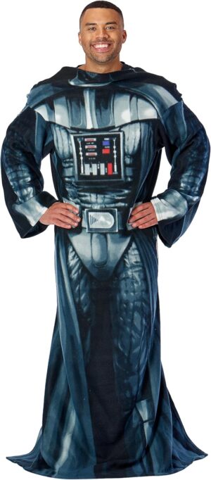 Couverture Star Wars à manches en polyester noir, taille adulte