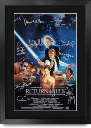 Affiche encadrée A3 Star Wars Return of the Jedi avec photo autographiée imprimée
