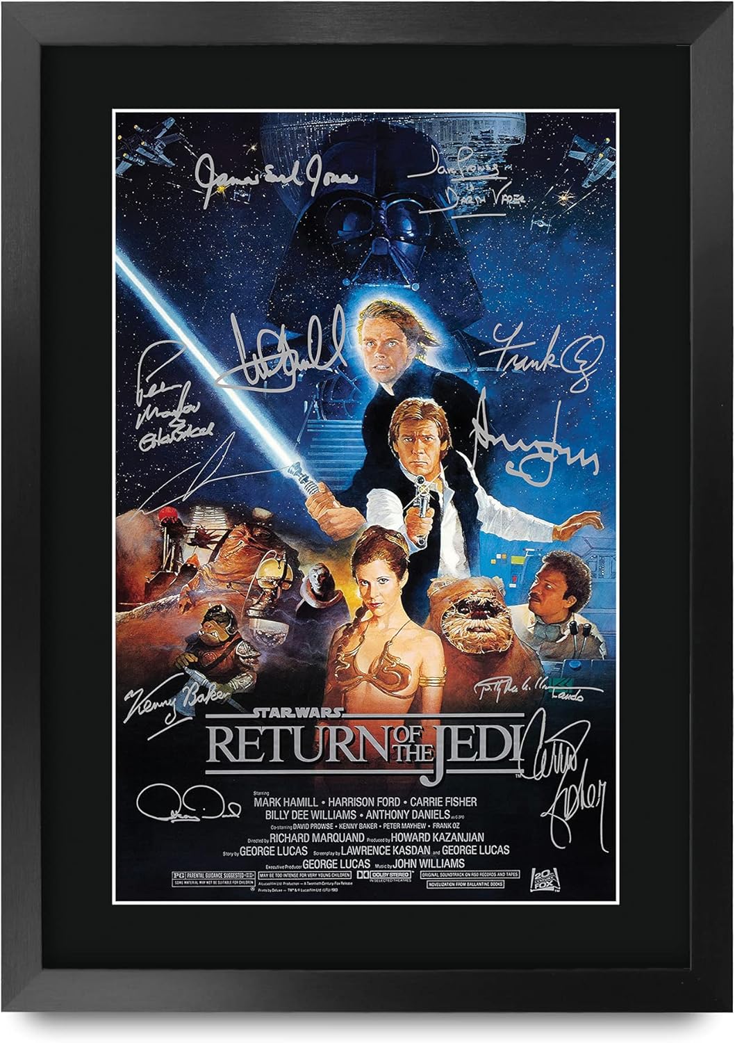 Affiche encadrée A3 Star Wars Return of the Jedi avec photo autographiée imprimée