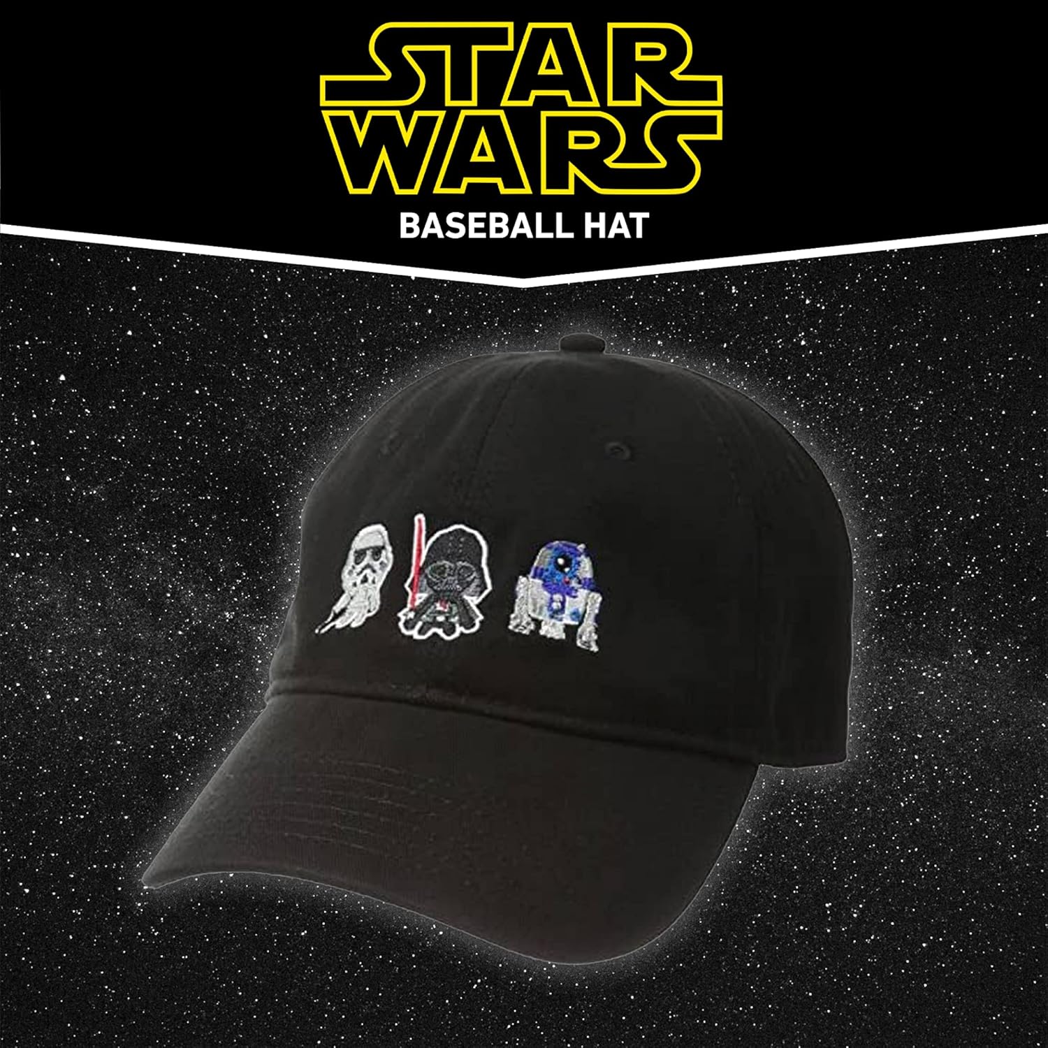 Casquette Star Wars Dad en coton avec Darth Vader, R2-D2 et Stormtrooper – Image 2