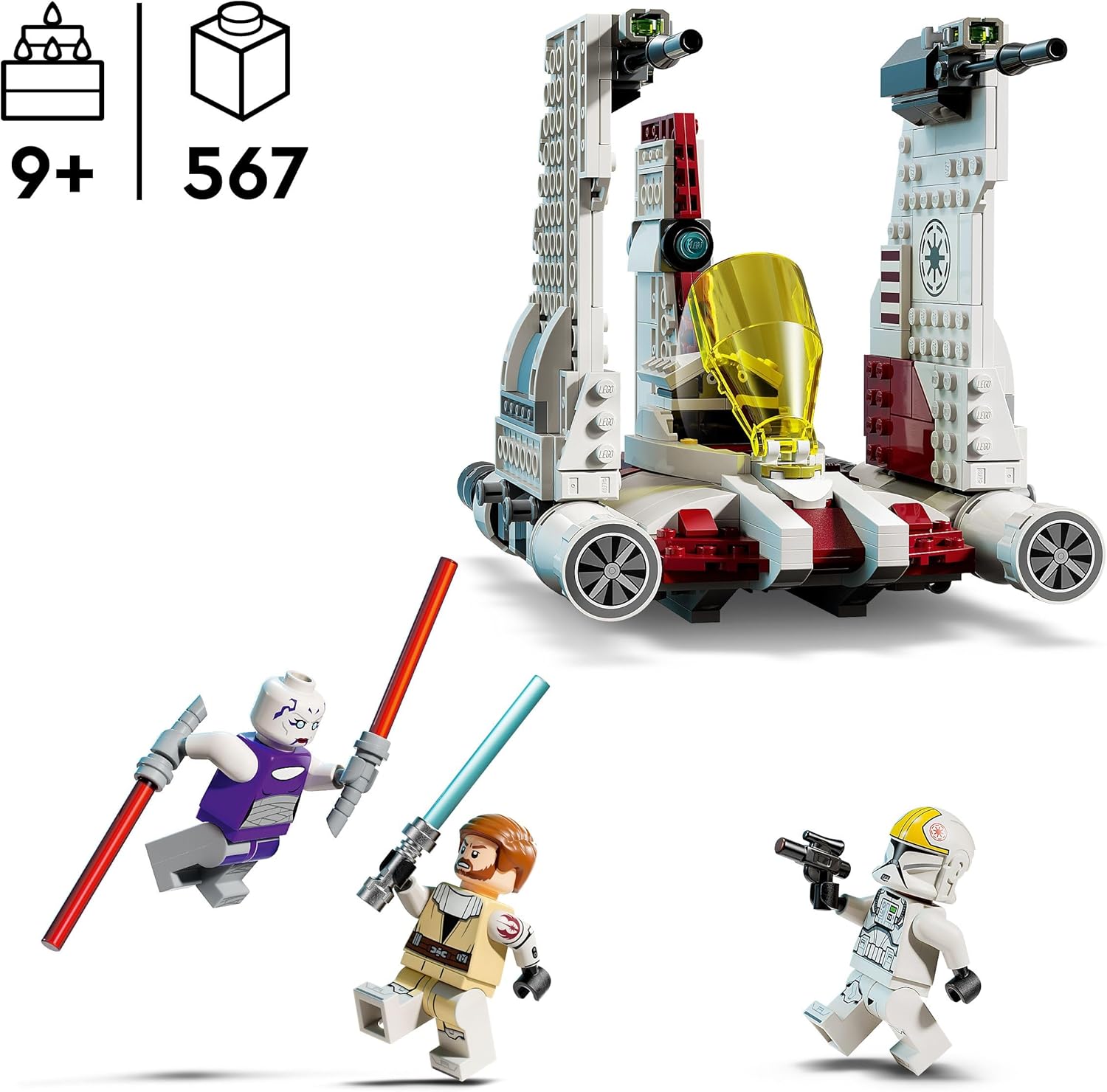 Chasseur V-19 Torrent LEGO Star Wars The Clone Wars avec Obi-Wan Kenobi et Asajj Ventress – Image 2