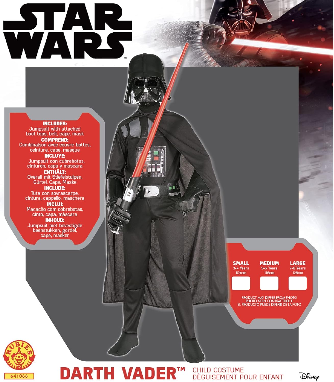 Costume Star Wars Dark Vador avec masque et cape, 7-8 ans – Image 5