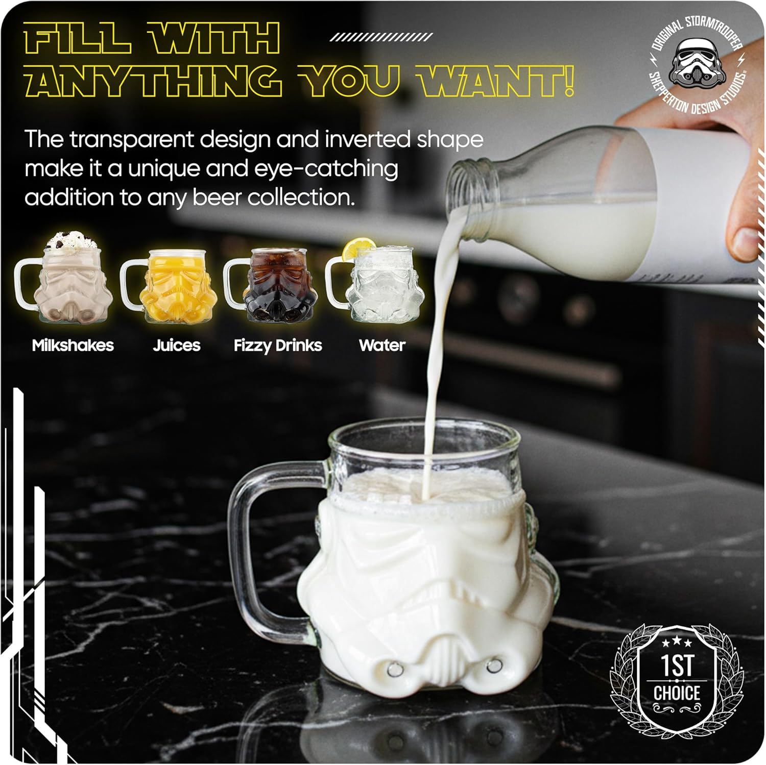 Verre à bière Star Wars Stormtrooper transparent 600 ml – Image 3
