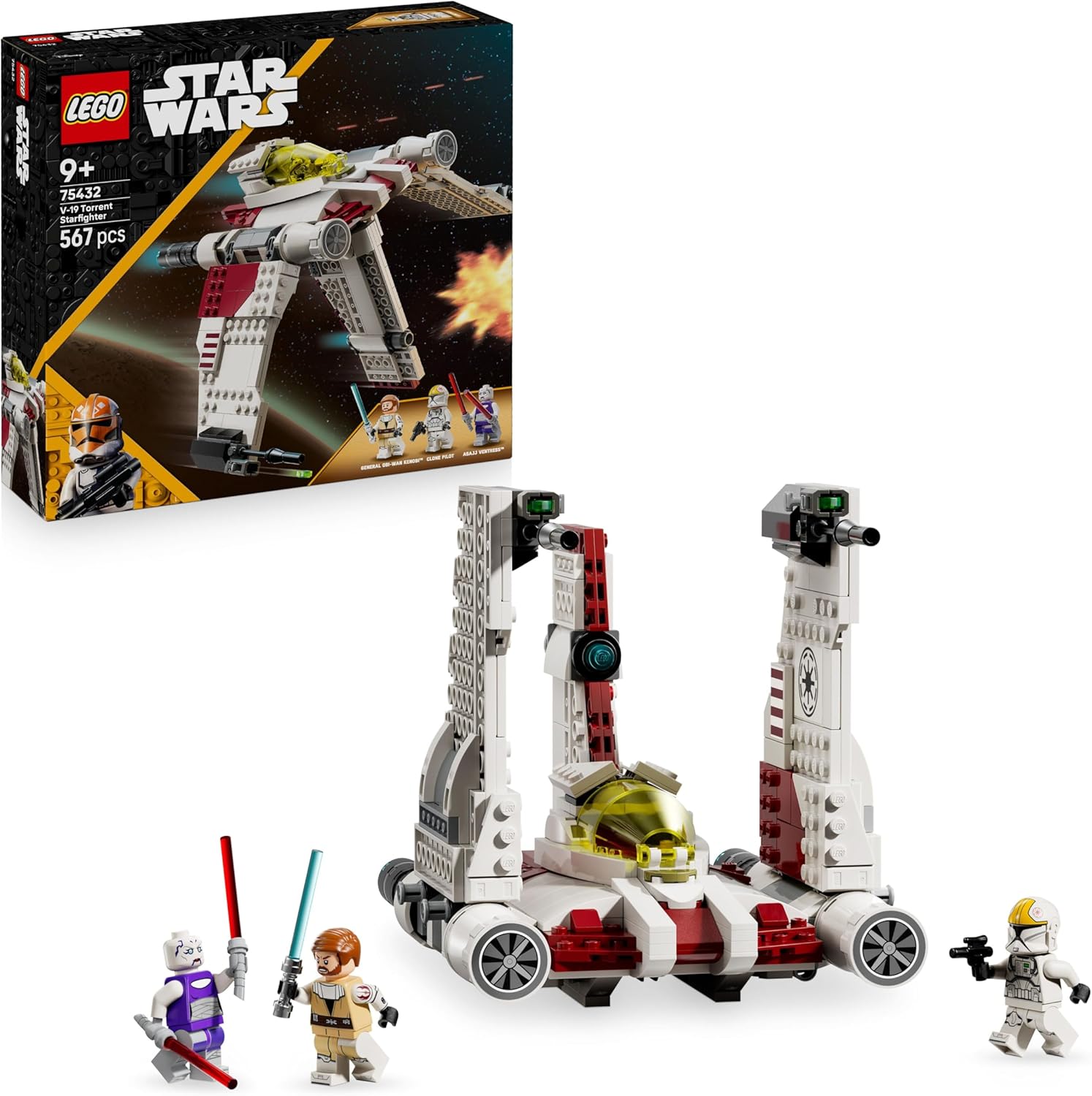 Chasseur V-19 Torrent LEGO Star Wars The Clone Wars avec Obi-Wan Kenobi et Asajj Ventress