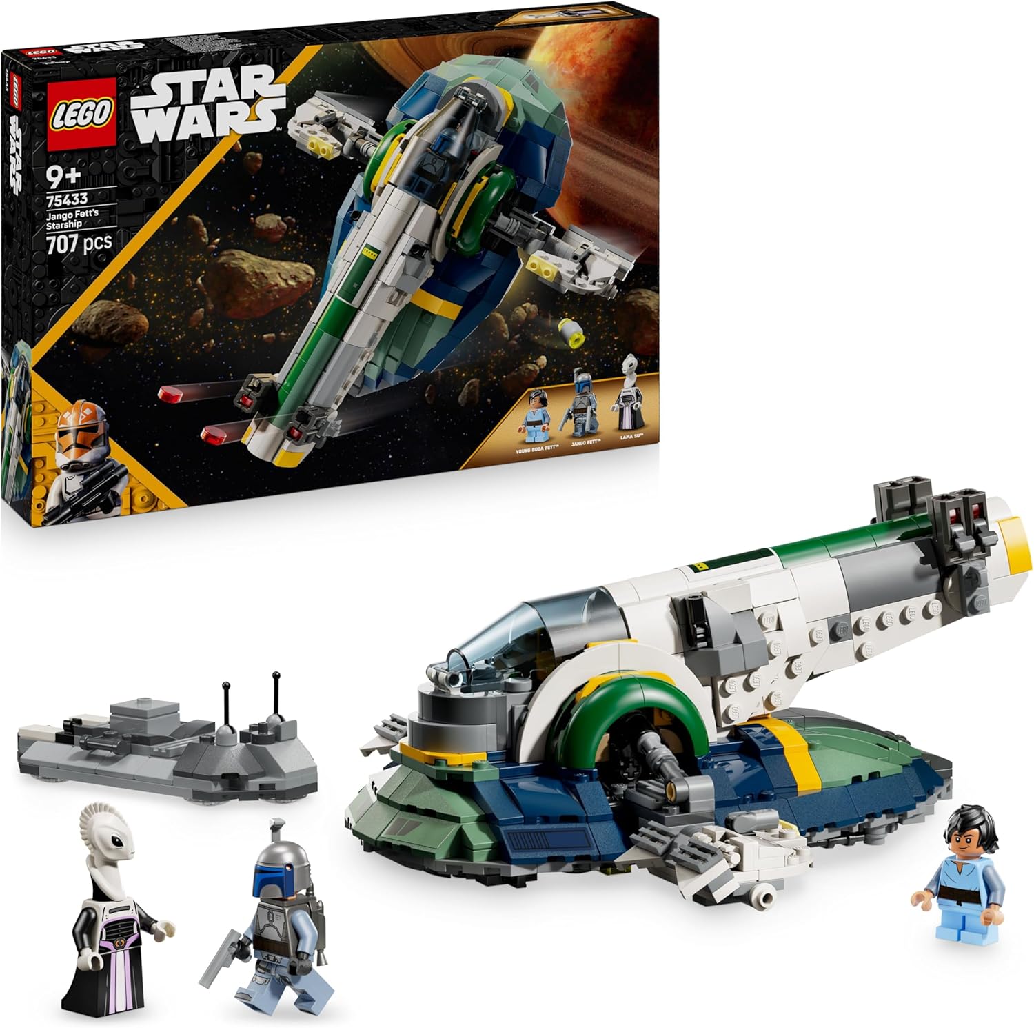 LEGO Star Wars 75433 Vaisseau de Jango Fett avec ailes rotatives et 3 minifigurines