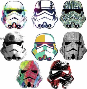 Stickers repositionnables Star Wars Artistic têtes de Storm Trooper noir, rouge et blanc
