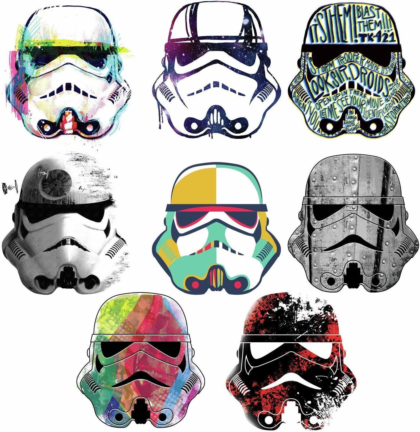 Stickers repositionnables Star Wars Artistic têtes de Storm Trooper noir, rouge et blanc