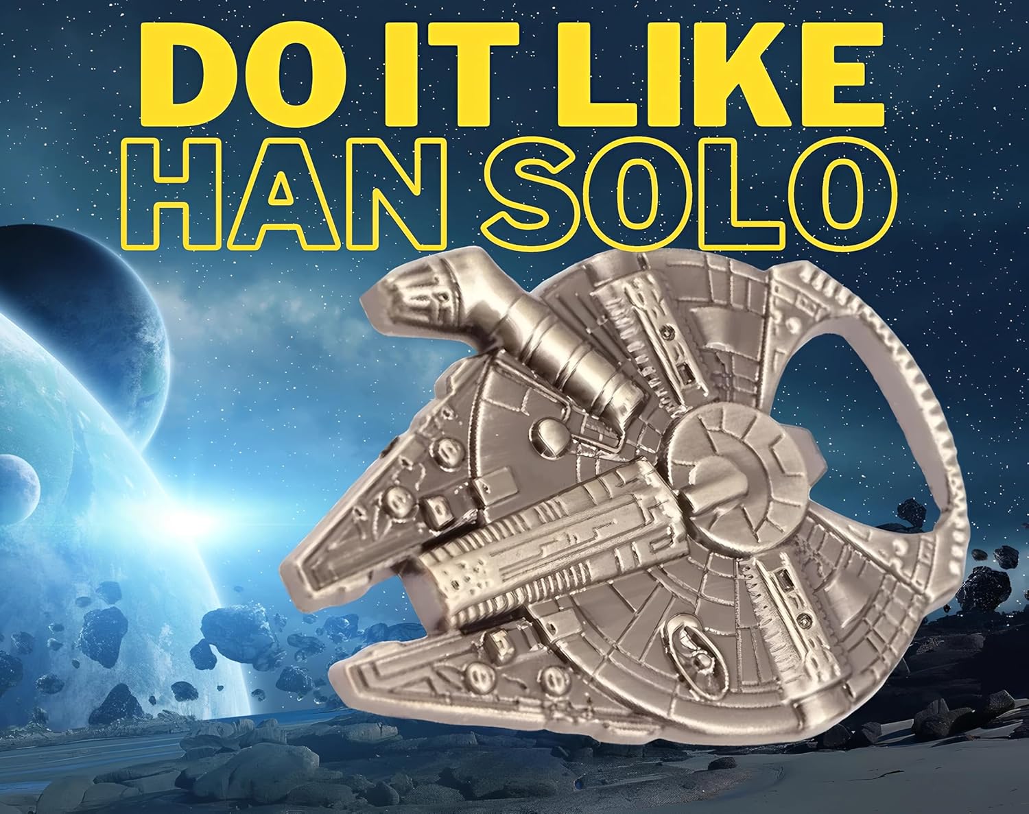 Décapsuleur Star Wars Han Solo en forme de Faucon Millenium, aspect acier inoxydable 60 x 48 mm – Image 6