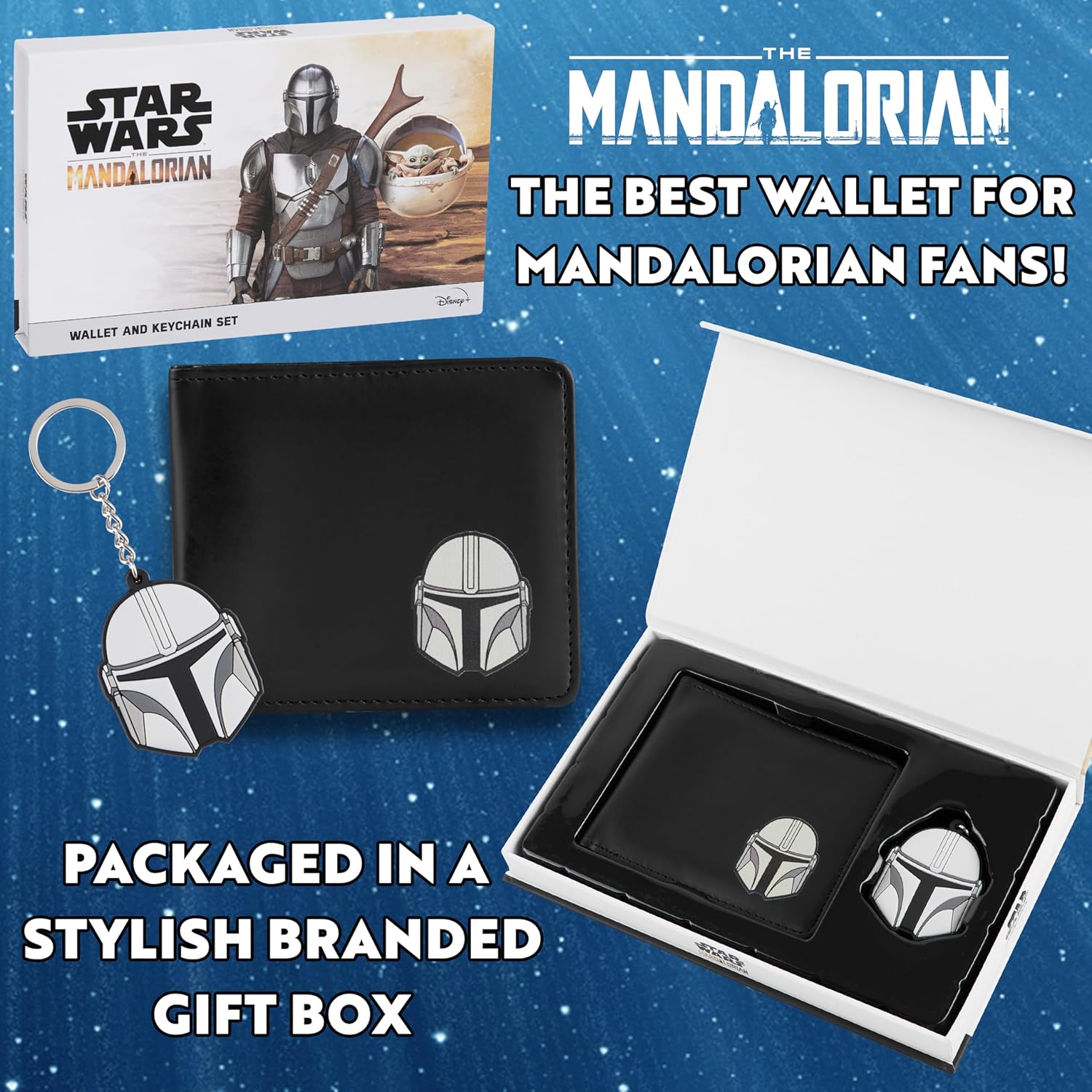 Portefeuille The Mandalorian avec porte-clé cadeau Star Wars pour homme – Image 6