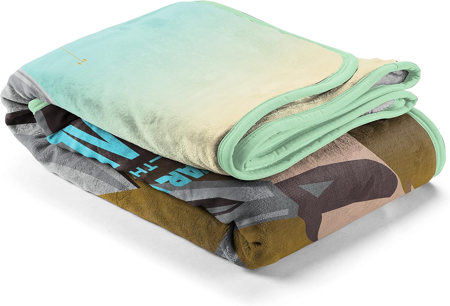 Plaid Sherpa Star Wars Mandalorian et Grogu vert 130x150 100% microfibre – Image 2