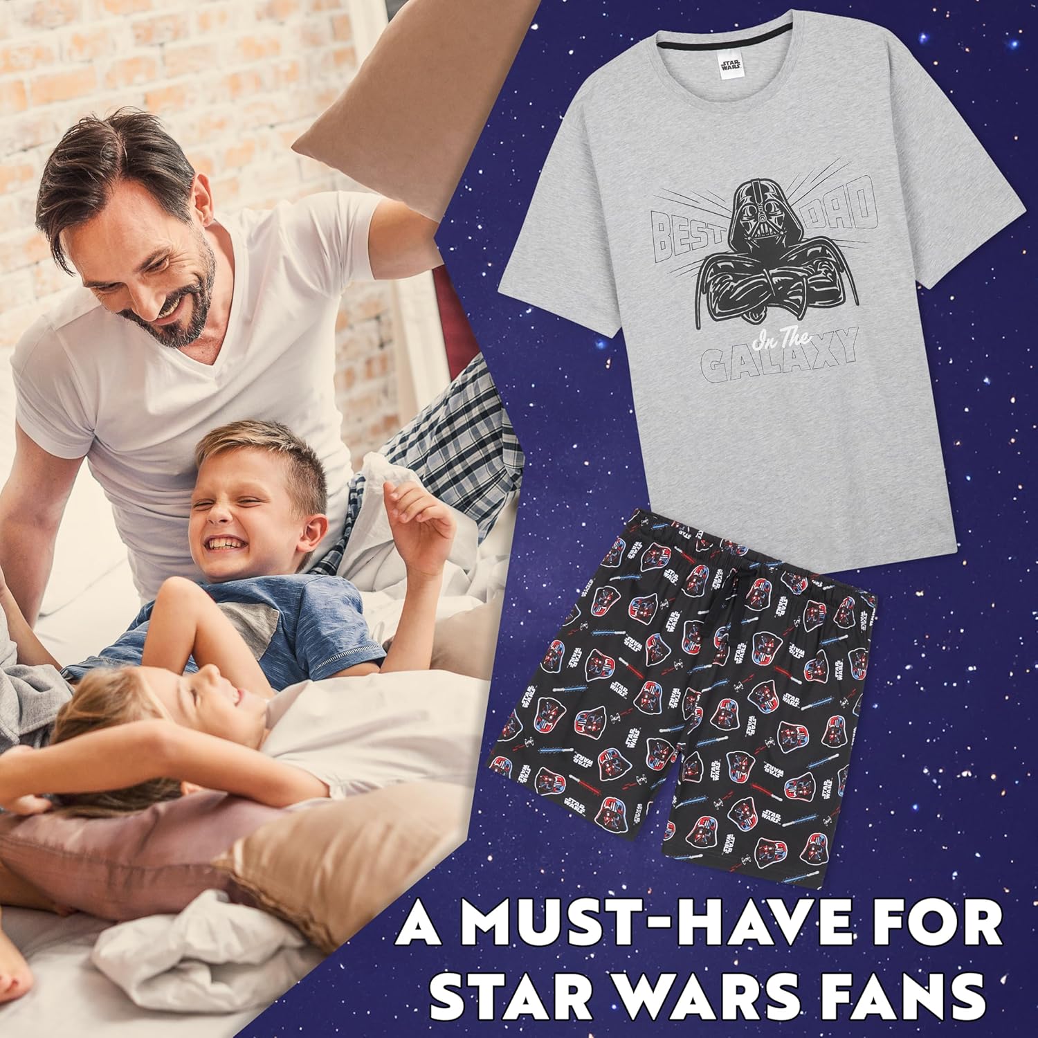 Pyjama court Star Wars homme en coton doux, Baby Yoda et Dark Vador – Image 2
