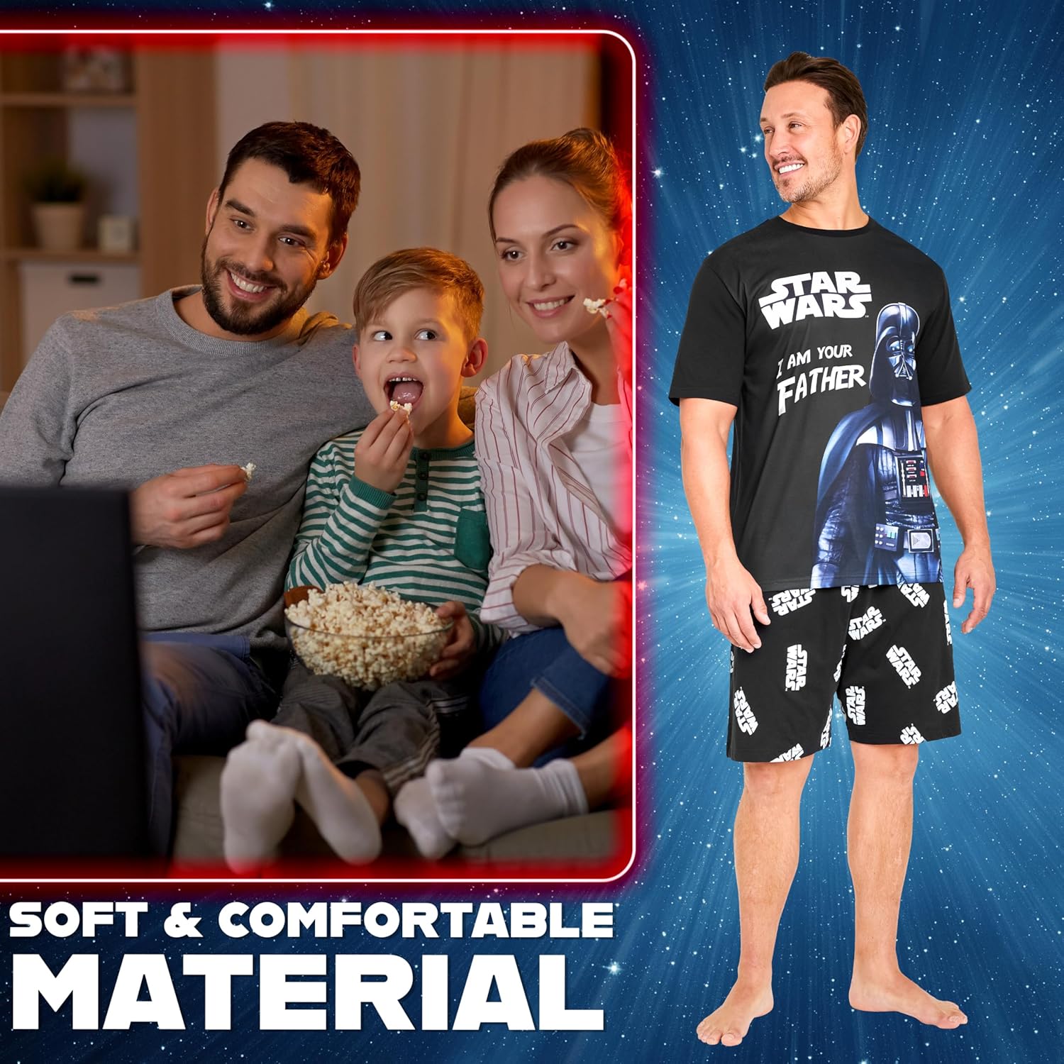 Pyjama court homme Star Wars en coton, Baby Yoda et Dark Vador – Image 3